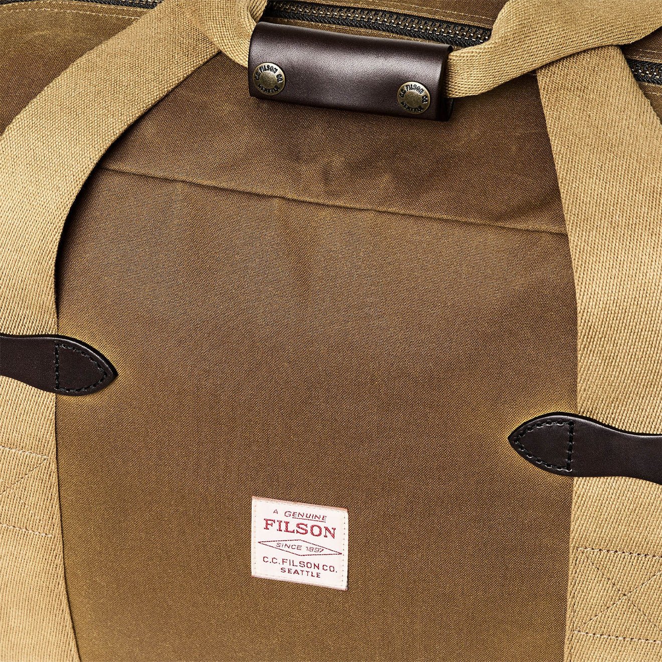 Filson Tin Cloth Medium Duffle Bag Dark Tan - Image 5
