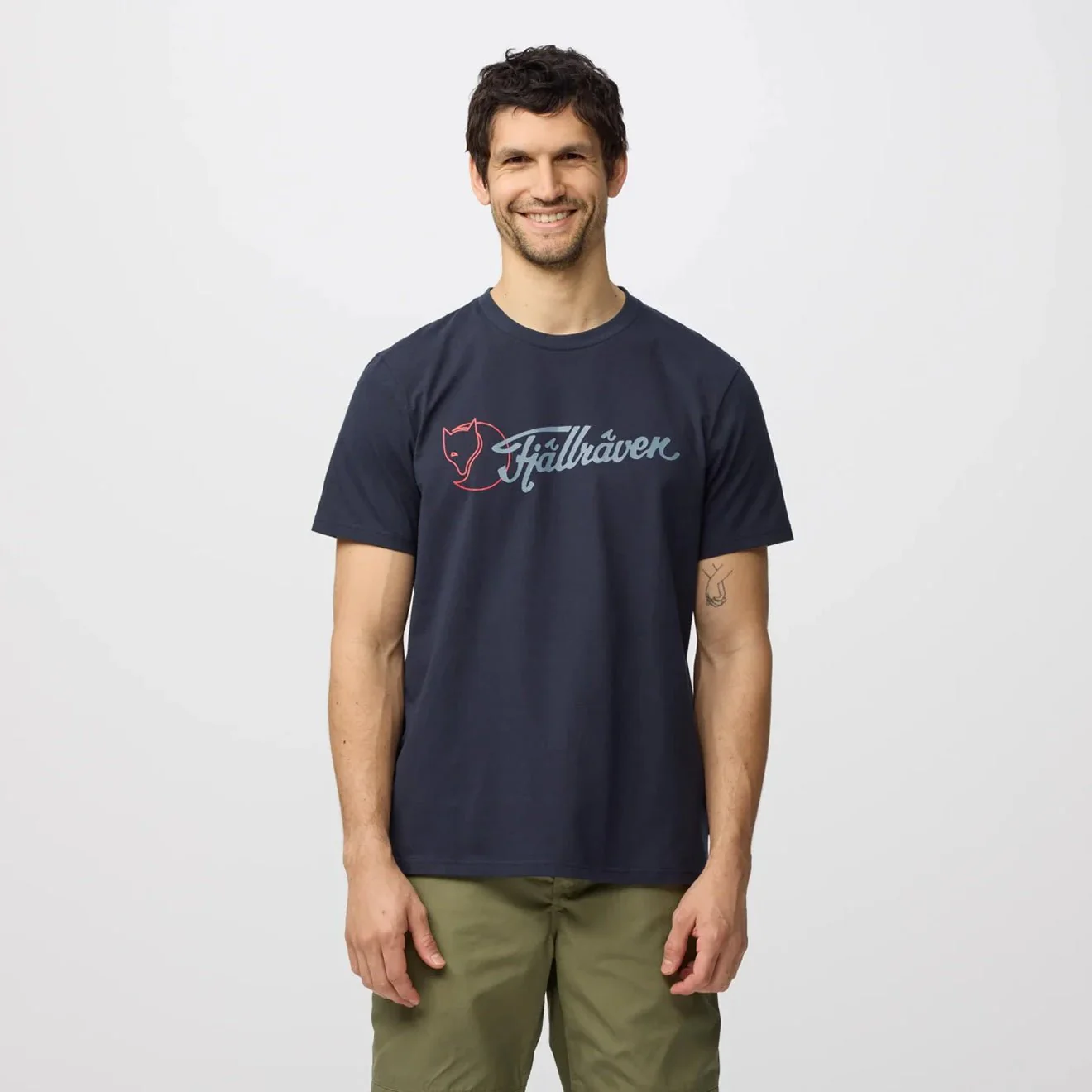 Fjallraven Archive Logo T-Shirt Classic Dark Navy - Image 3
