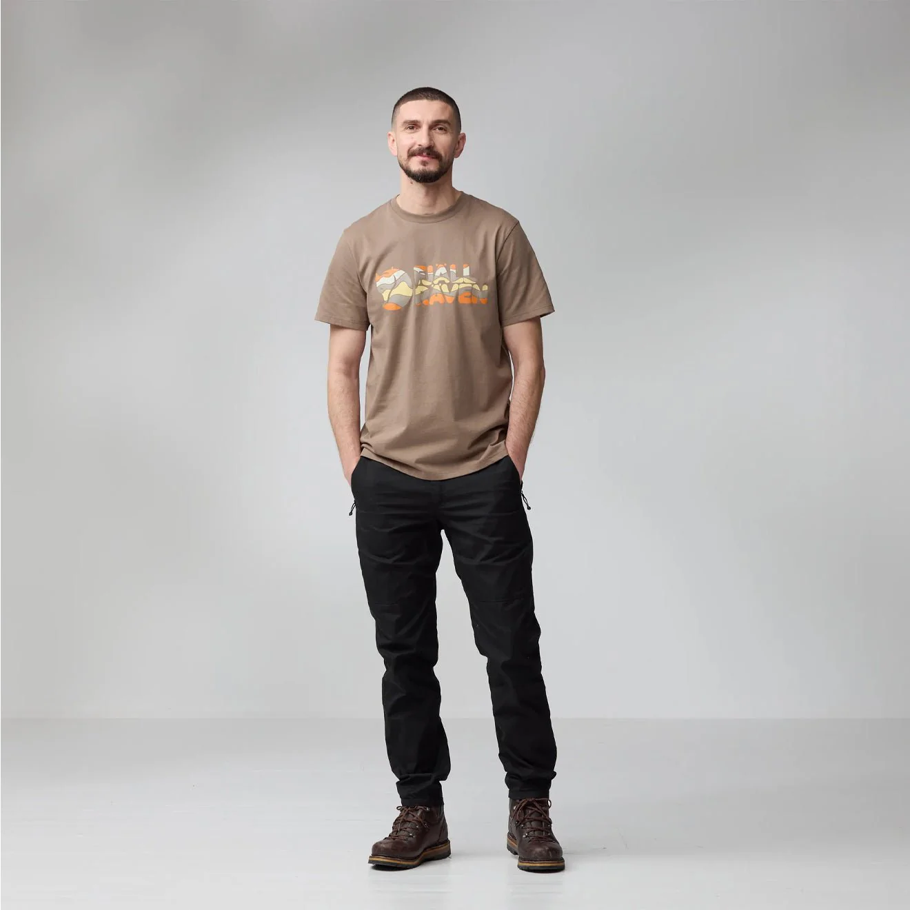 Fjallraven Multicolor Logo T-shirt Suede Brown - Image 3