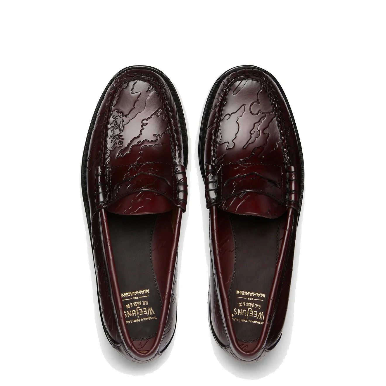 G.H.Bass x Maharishi Larson Penny Loafers Wine Embossed Leather - Image 4
