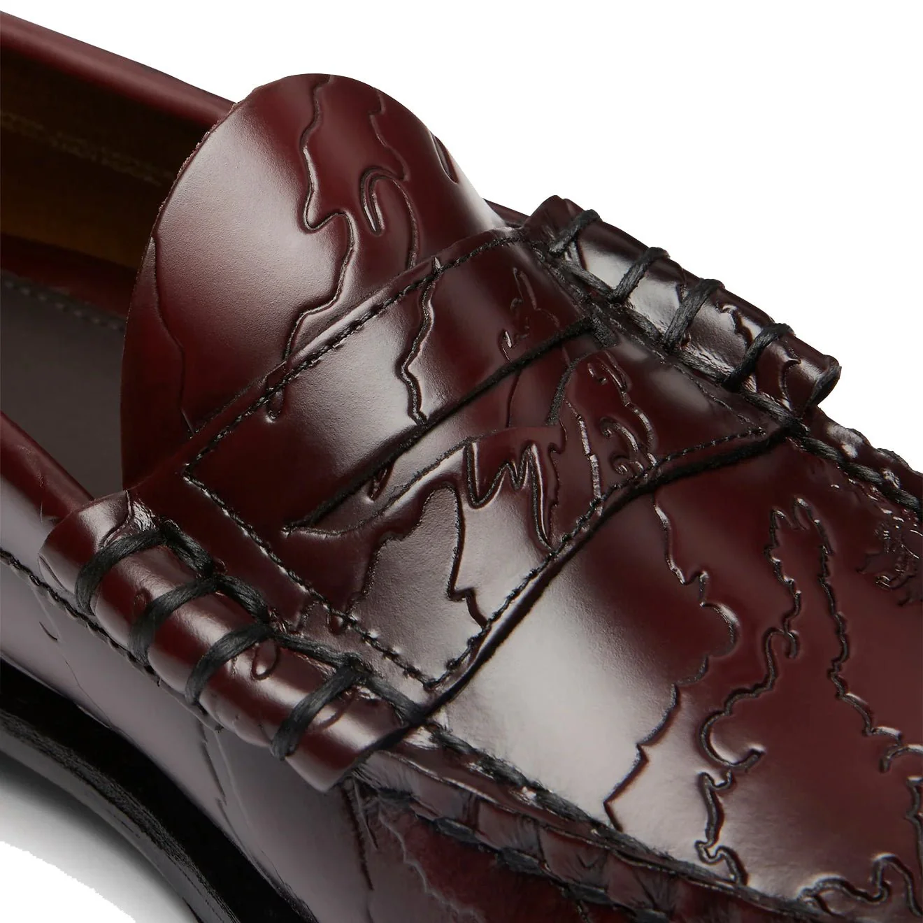 G.H.Bass x Maharishi Larson Penny Loafers Wine Embossed Leather - Image 6