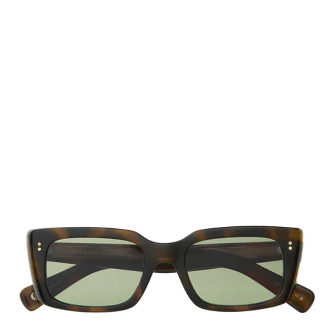 Garrett Leight GL 3030 49 Sunglasses Spotted Brown Shell/Semi-Flat Valley View Green - Image 2