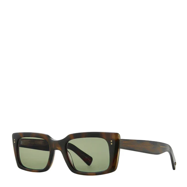 Garrett Leight GL 3030 49 Sunglasses Spotted Brown Shell/Semi-Flat Valley View Green - Image 5