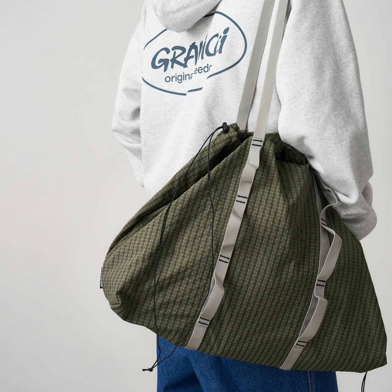 Gramicci Plaid Climbing Tote Olive - Image 2
