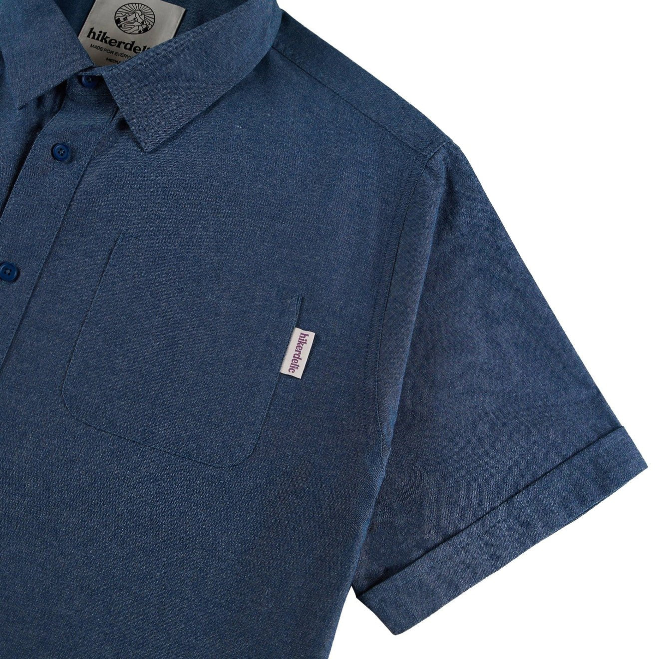 Hikerdelic Downtime Chambray Shirt Indigo Blue - Image 3