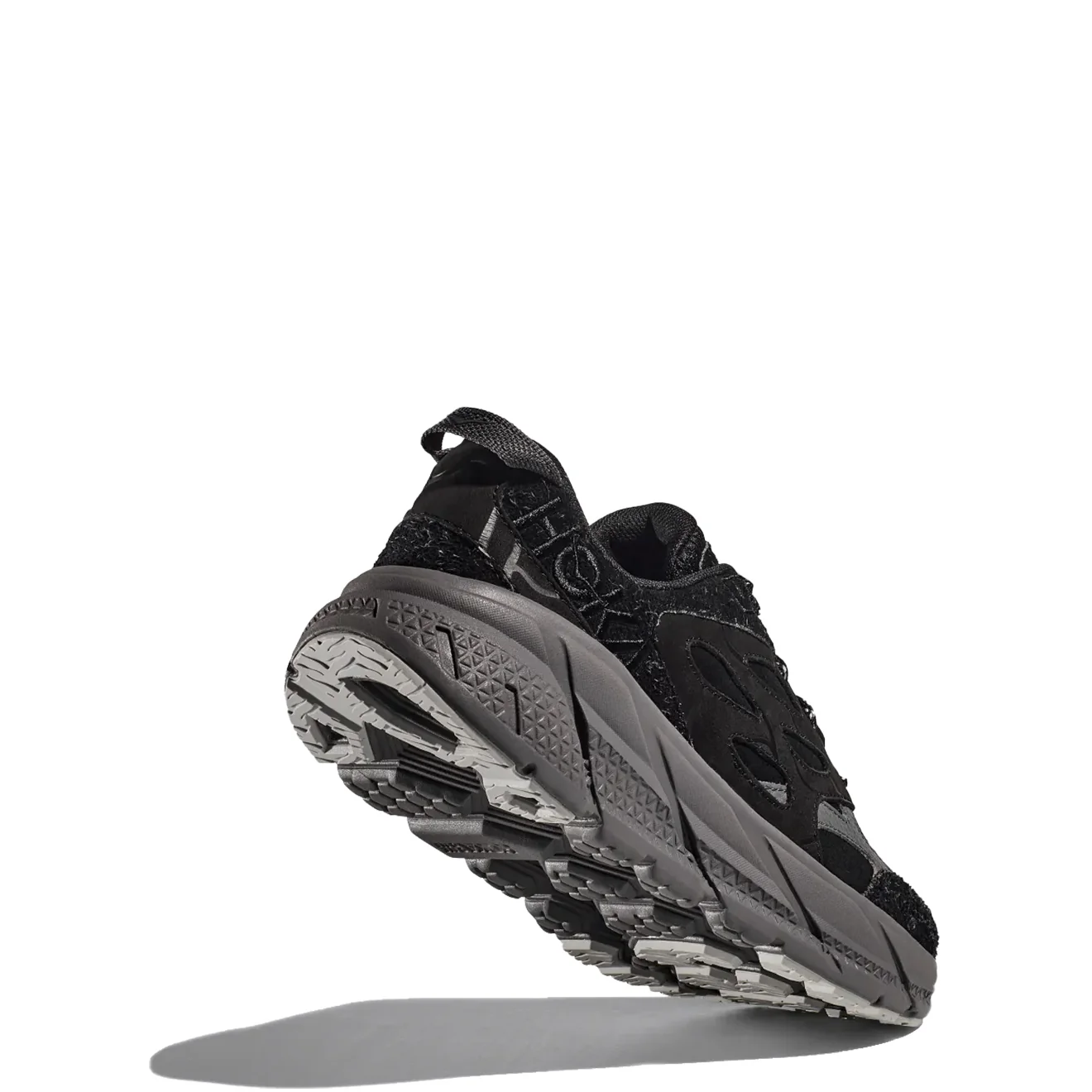 Hoka Elite Terrain System Clifton L Suede Trainer Black / Satellite Grey - Image 4