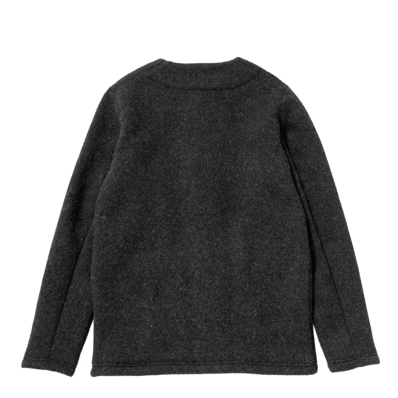 Jackman Wool Collarless Knit Jacket Heather Black - Image 2