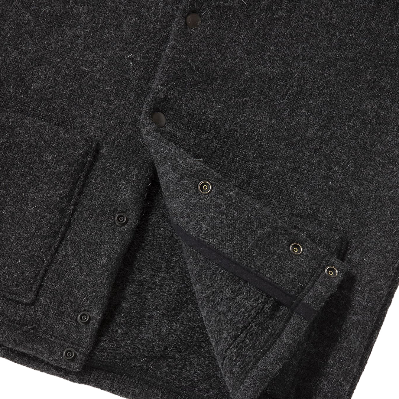 Jackman Wool Collarless Knit Jacket Heather Black - Image 4