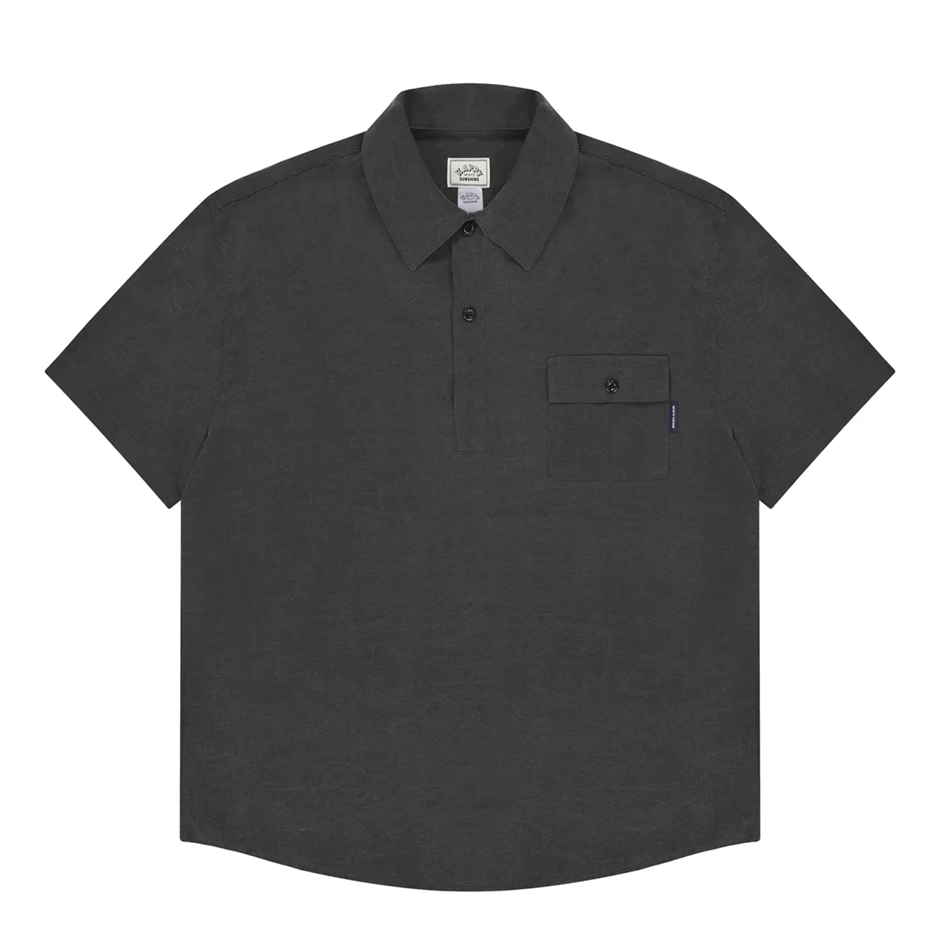 Kappy Cotton Snap Half Shirt Charcoal