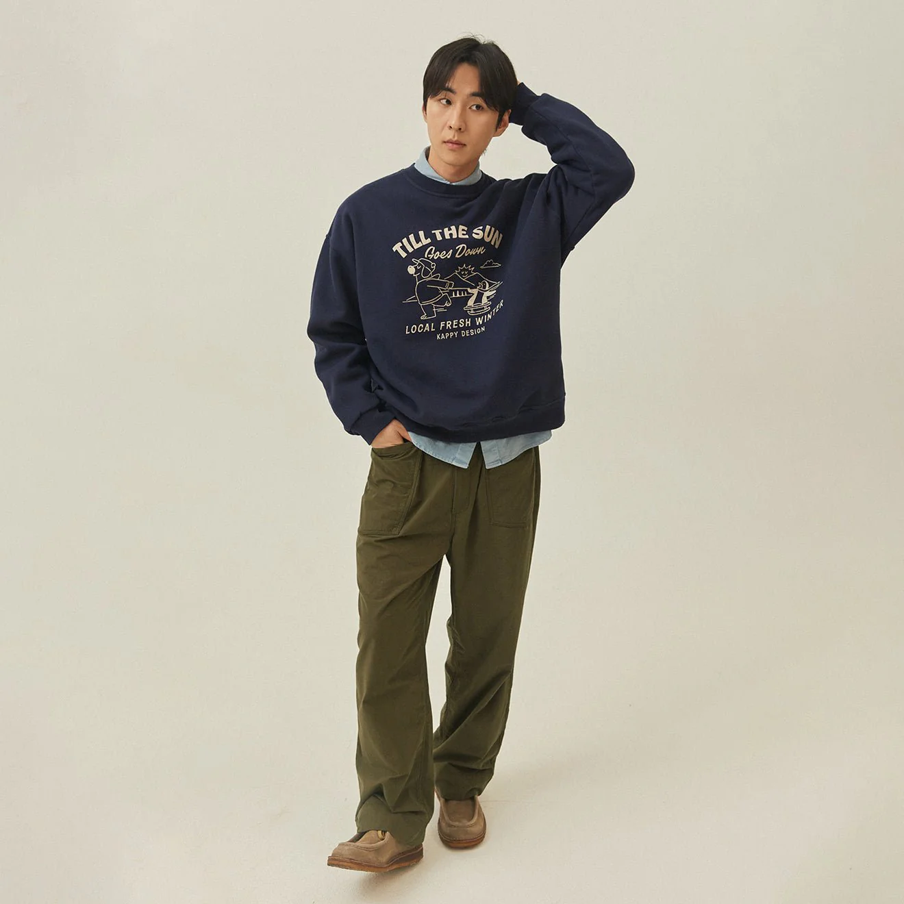 Kappy Kappy Bear Fluff Sweat Shirt Navy - Image 3