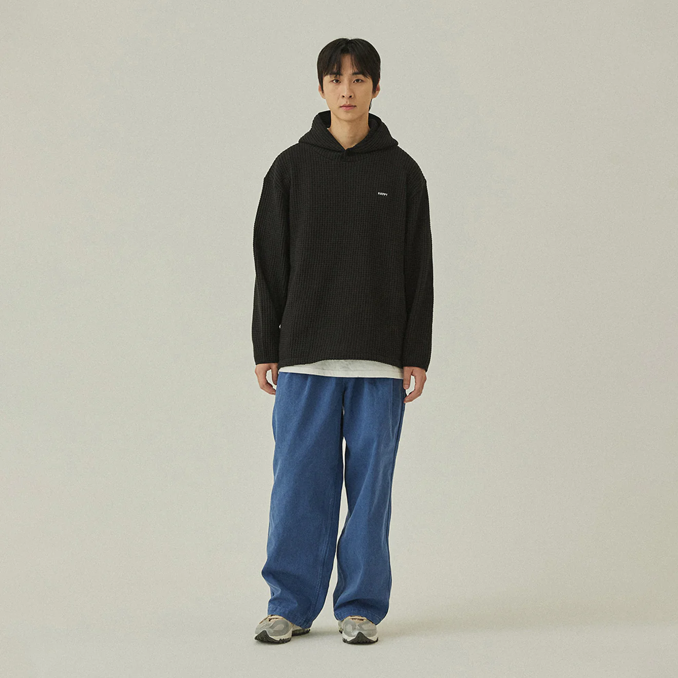 Kappy Waffle Button Hoodie Black - Image 4