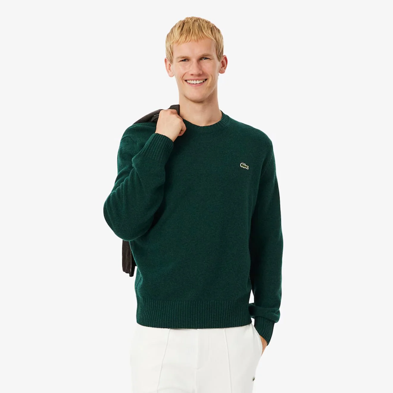 Lacoste Carded Wool Crew Neck Sweater Sinople Green - Image 2