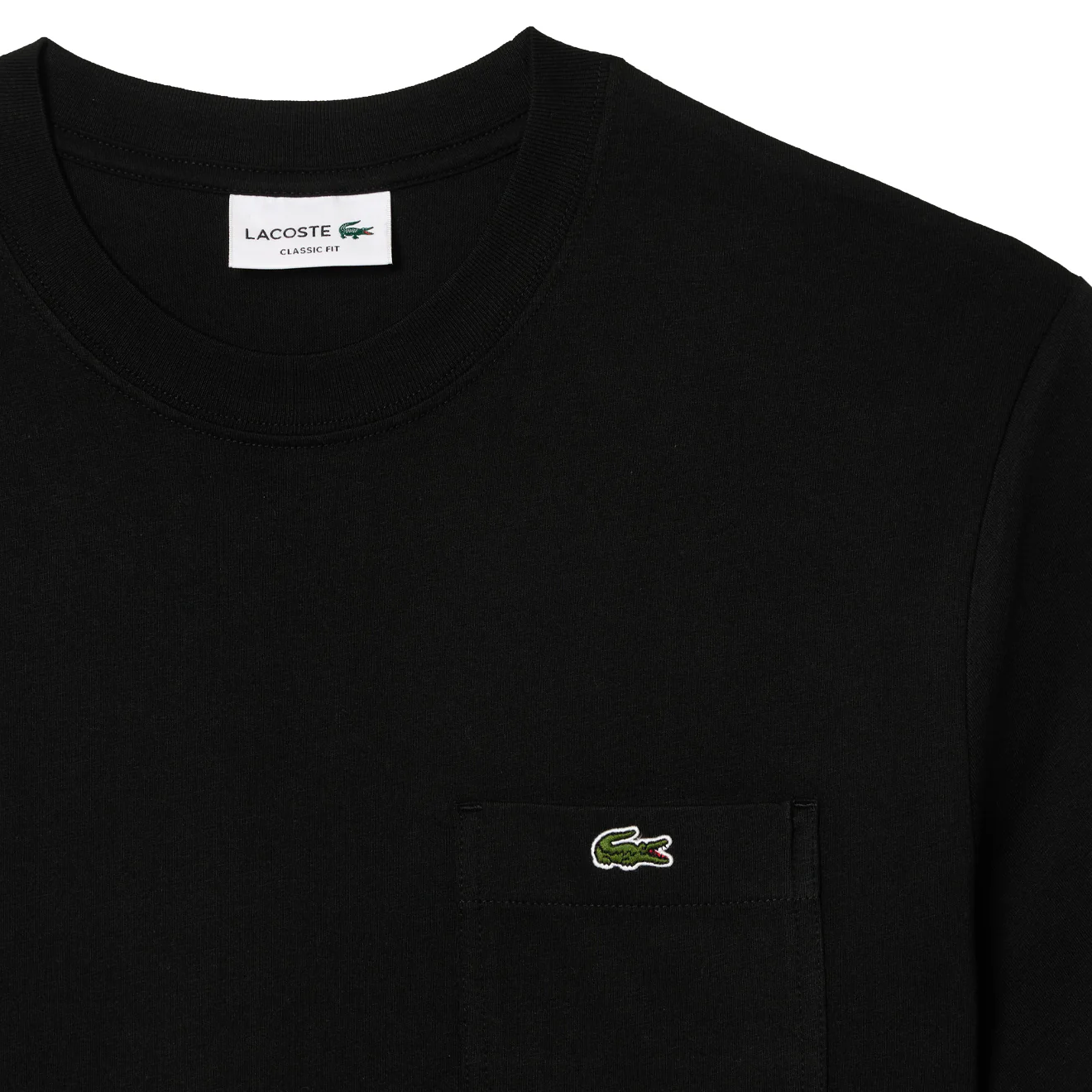 Lacoste Cotton T-Shirt with Breast Pocket Black - Image 2