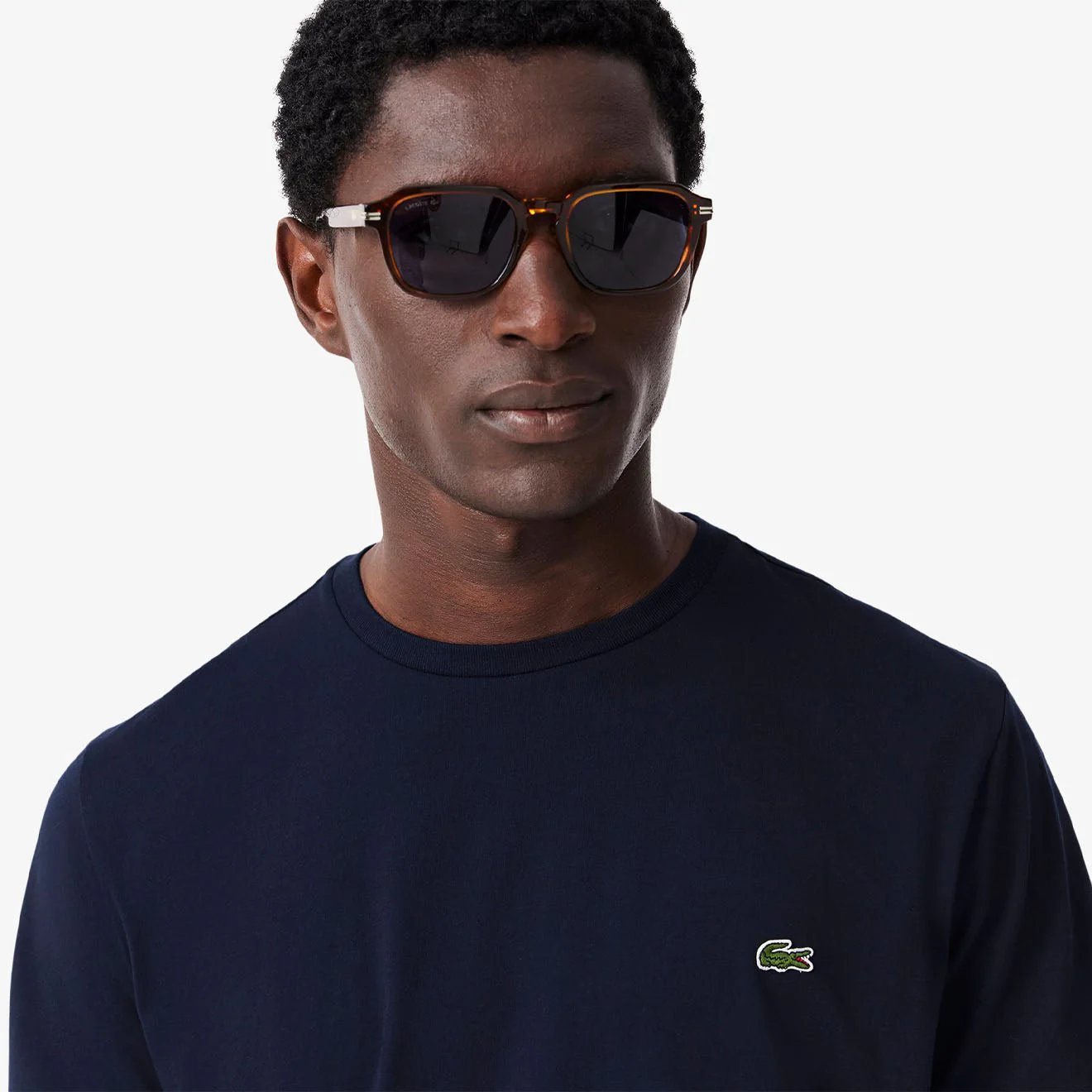 Lacoste Crew Neck Pima Cotton T-Shirt Navy Blue - Image 3