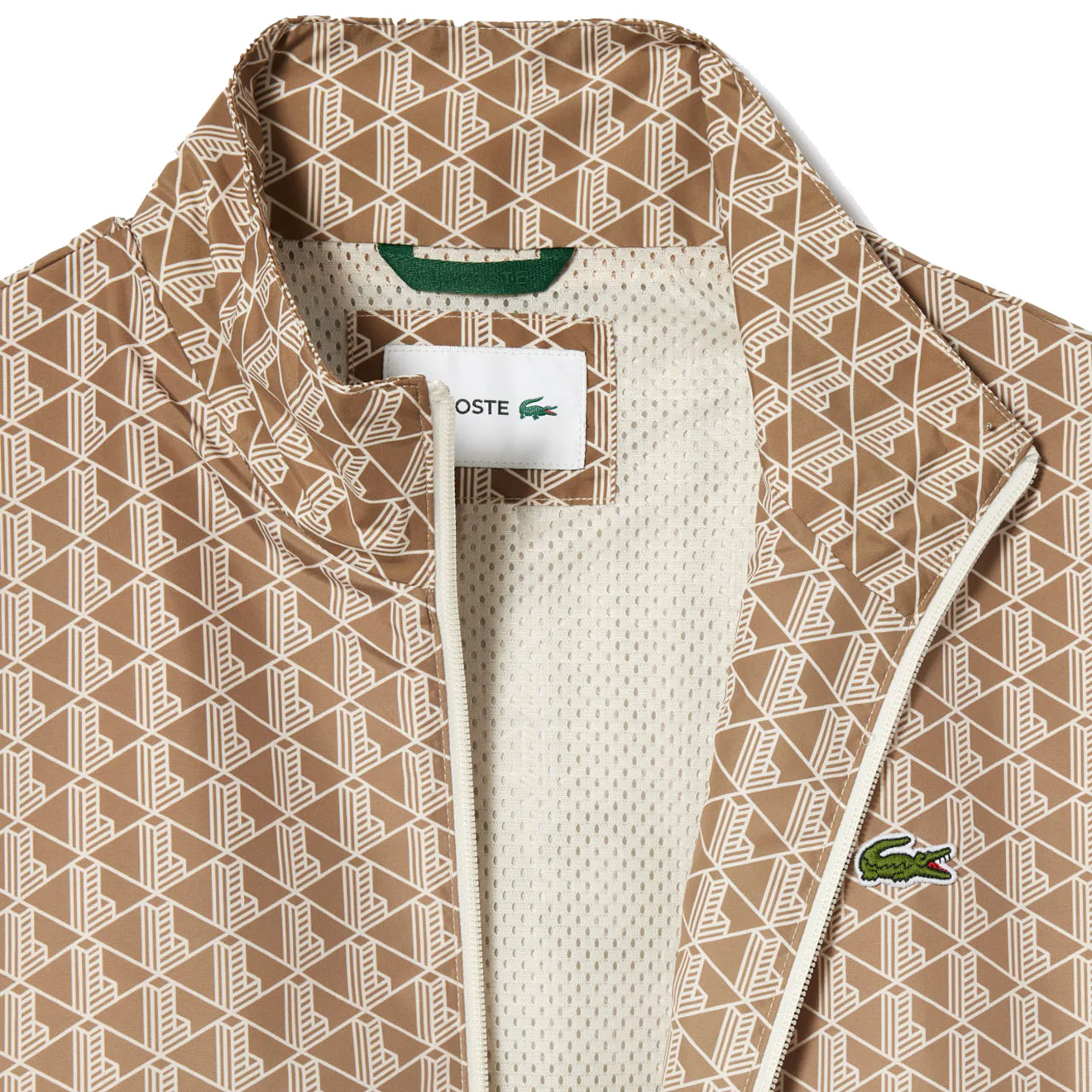 Lacoste Monogram Print Ombre Effect Sportsuit Jacket Brown / Beige / White - Image 3