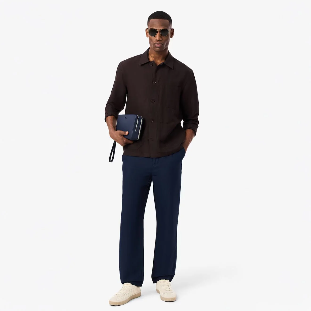 Lacoste Regular Fit Linen Chino Pants Midnight Blue - Image 2