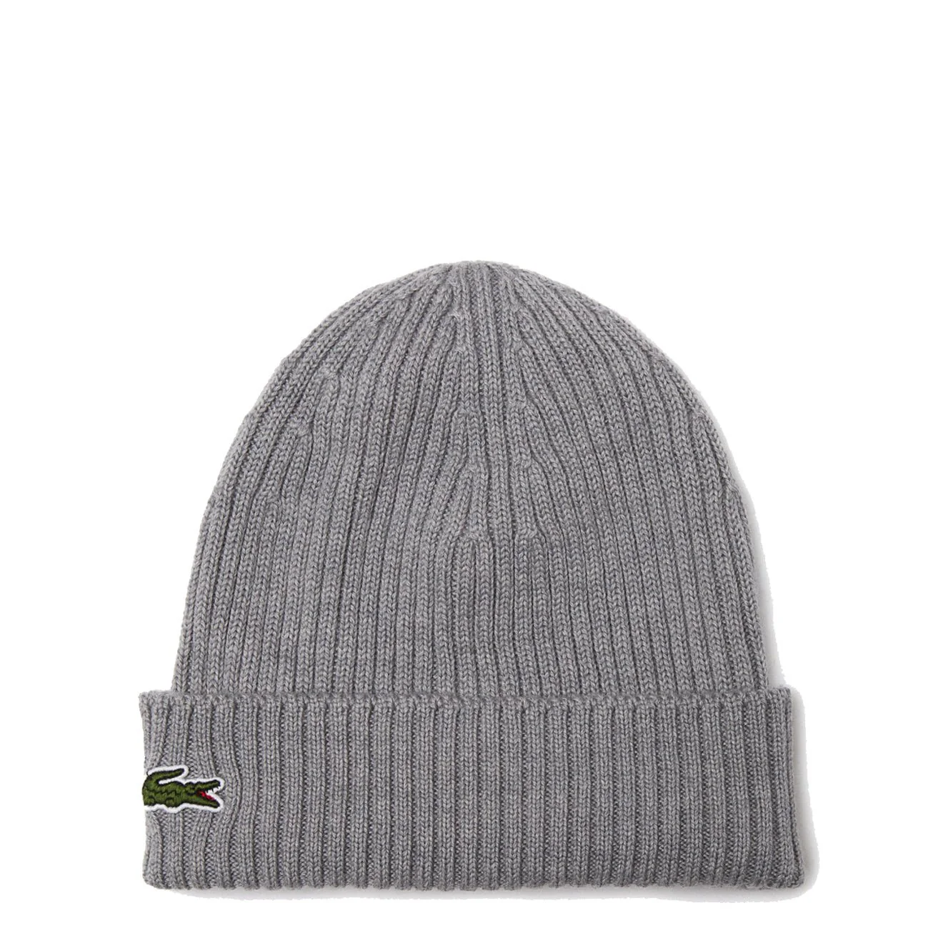 Lacoste Rib Knit Brushed Wool Beanie Heather Agate