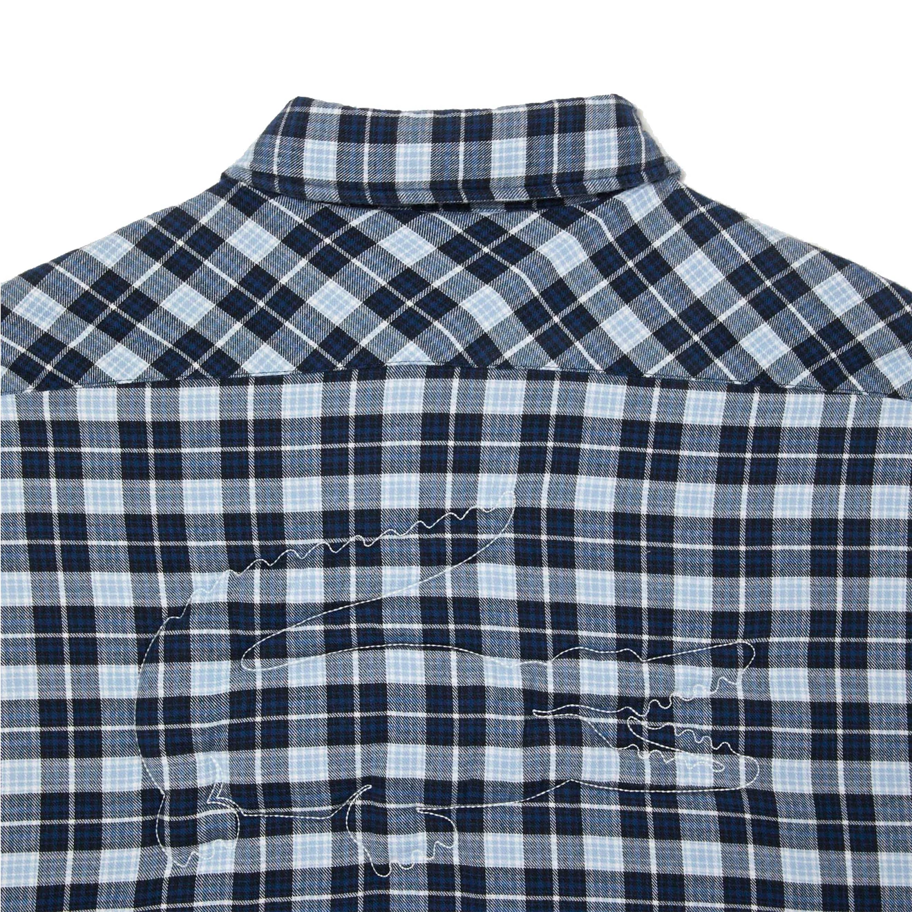 Lacoste Checked Overshirt with Quilted Lining Navy Blue / White - Image 2