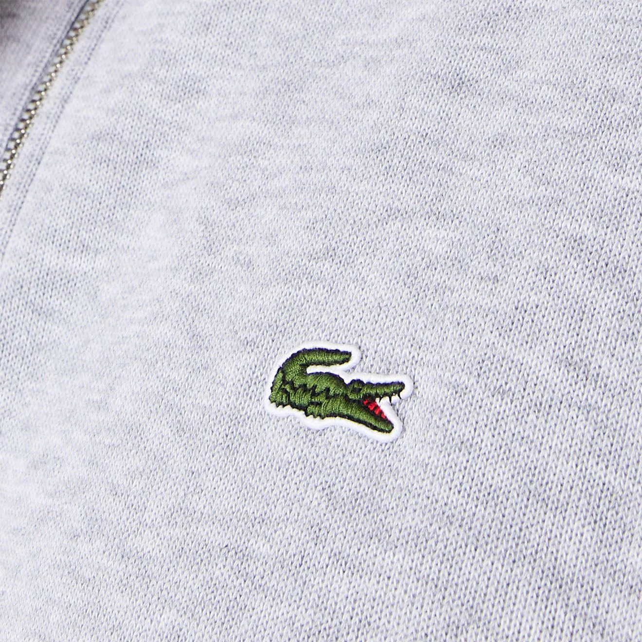 Lacoste Zip-Up High Neck Interlock Sweatshirt Light Heathered Grey - Image 2