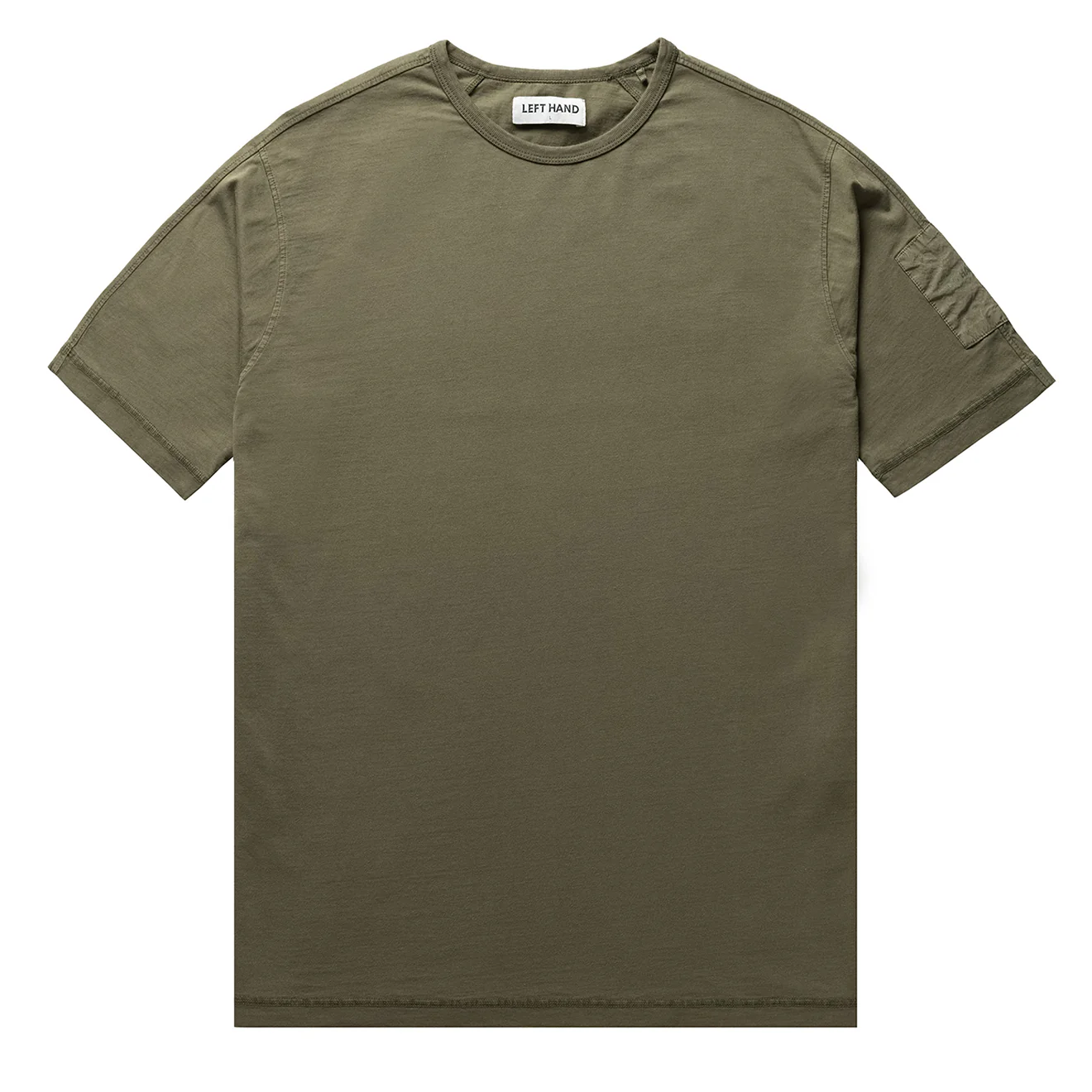 Left Hand Contrast Panel Tee Olive