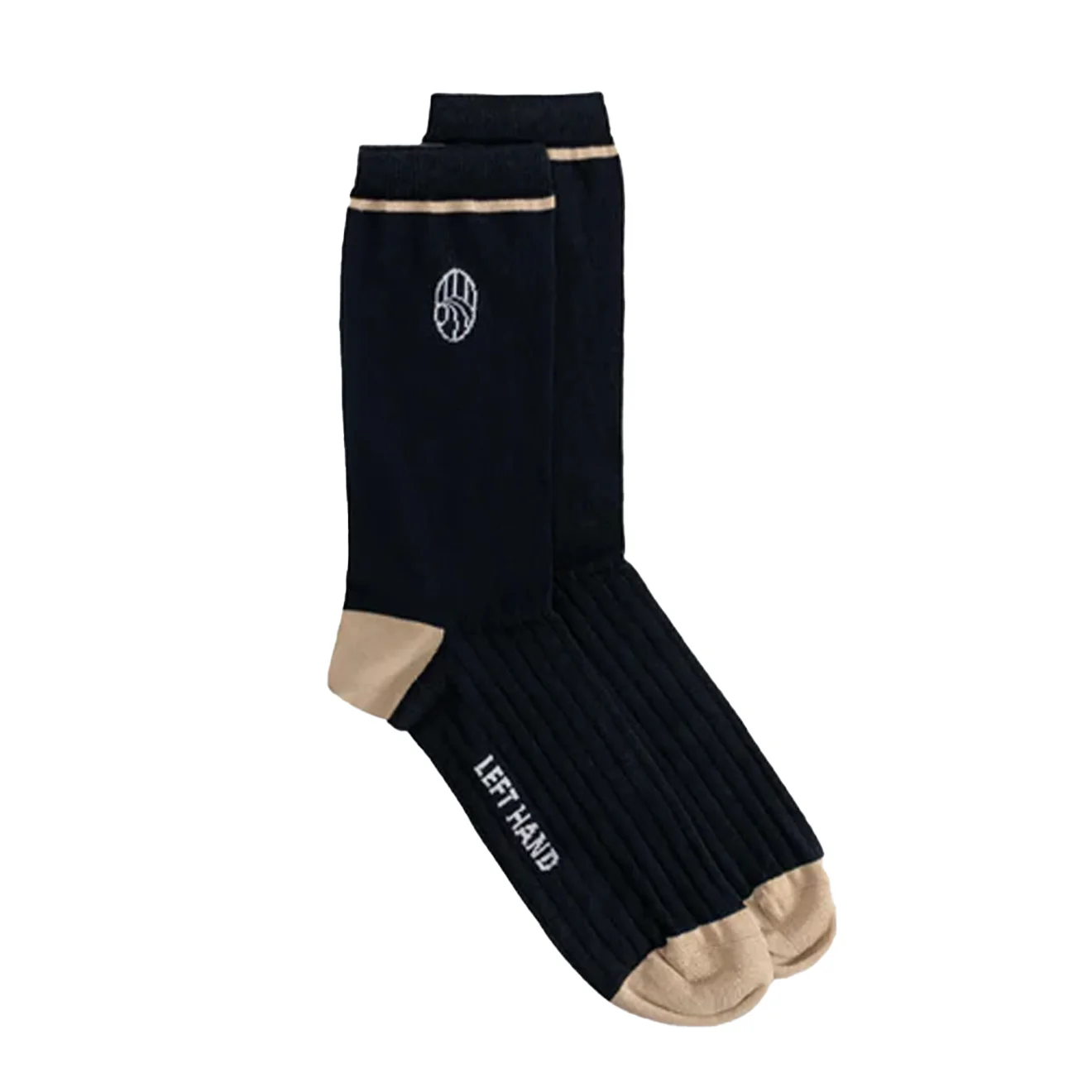 Left Hand Rib Sock Black / Stone