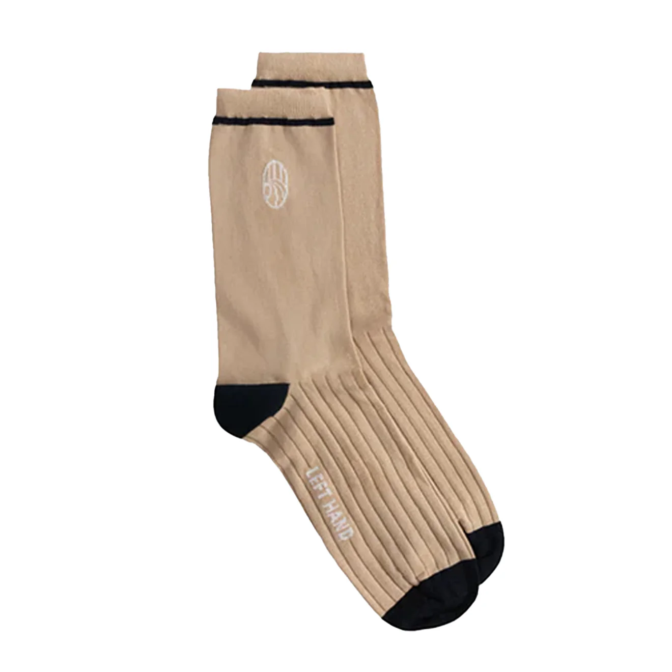 Left Hand Rib Sock Stone / Black
