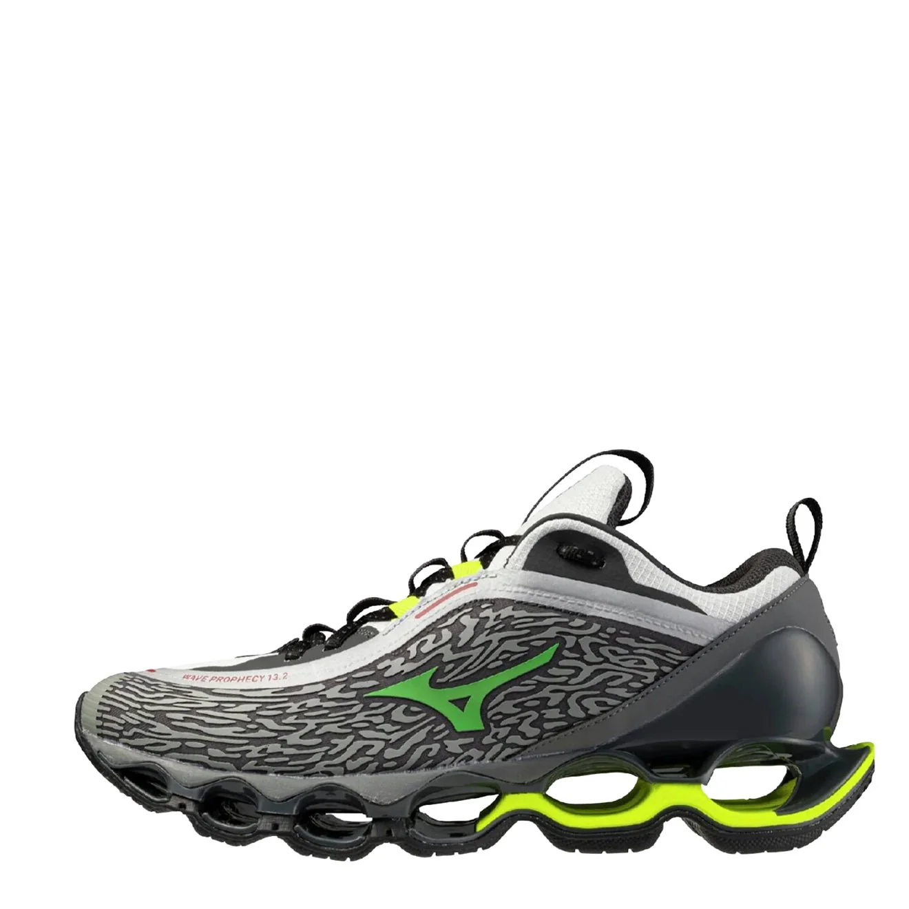 Mizuno Wave Prophecy 13.2 Trainer Quiet Shade / Vibrant Green / GF White - Image 2
