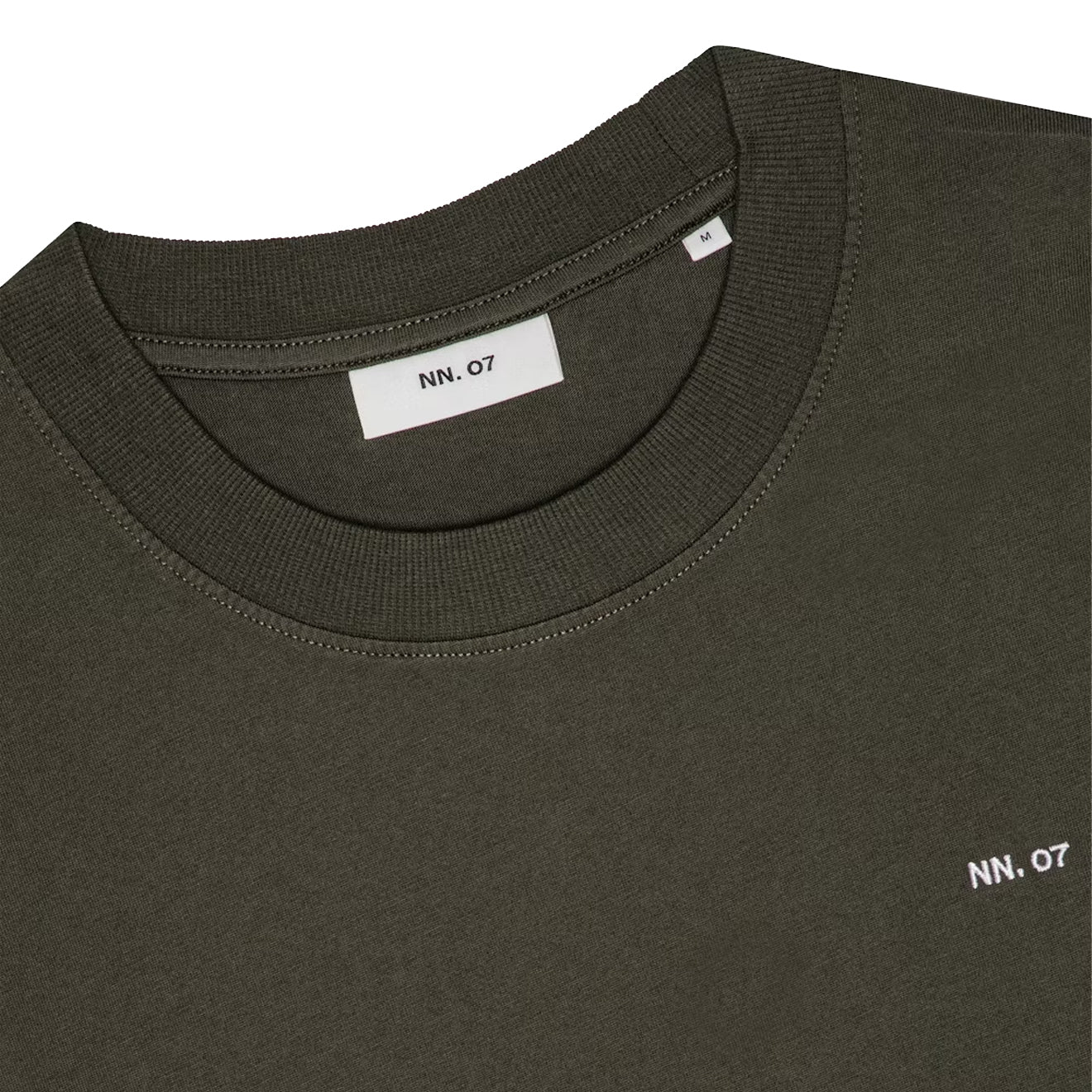 NN07 Adam Casual Logo Pima T-shirt Dark Army - Image 4