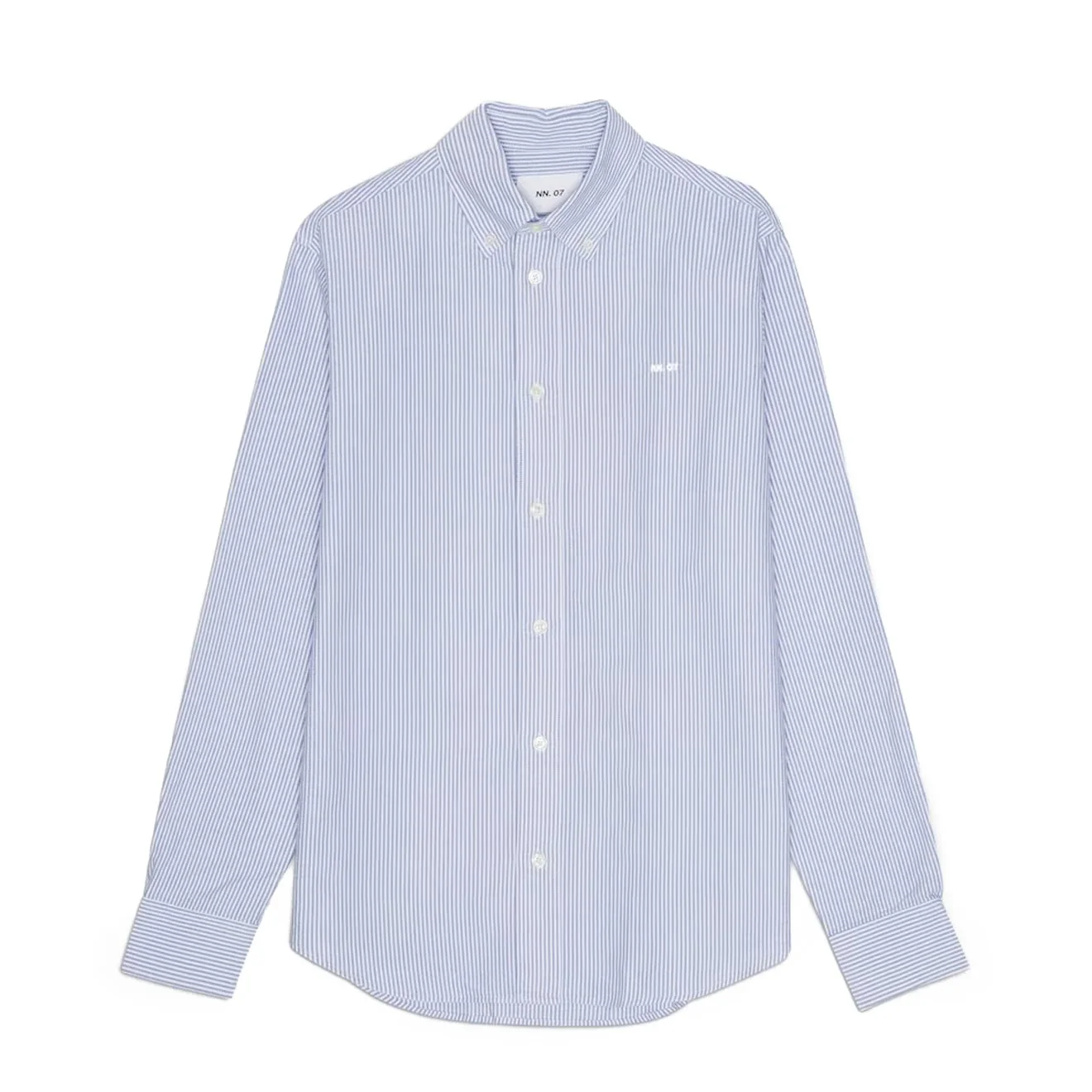NN07 Colby BD Logo Regular Fit Oxford Shirt Blue Stripe