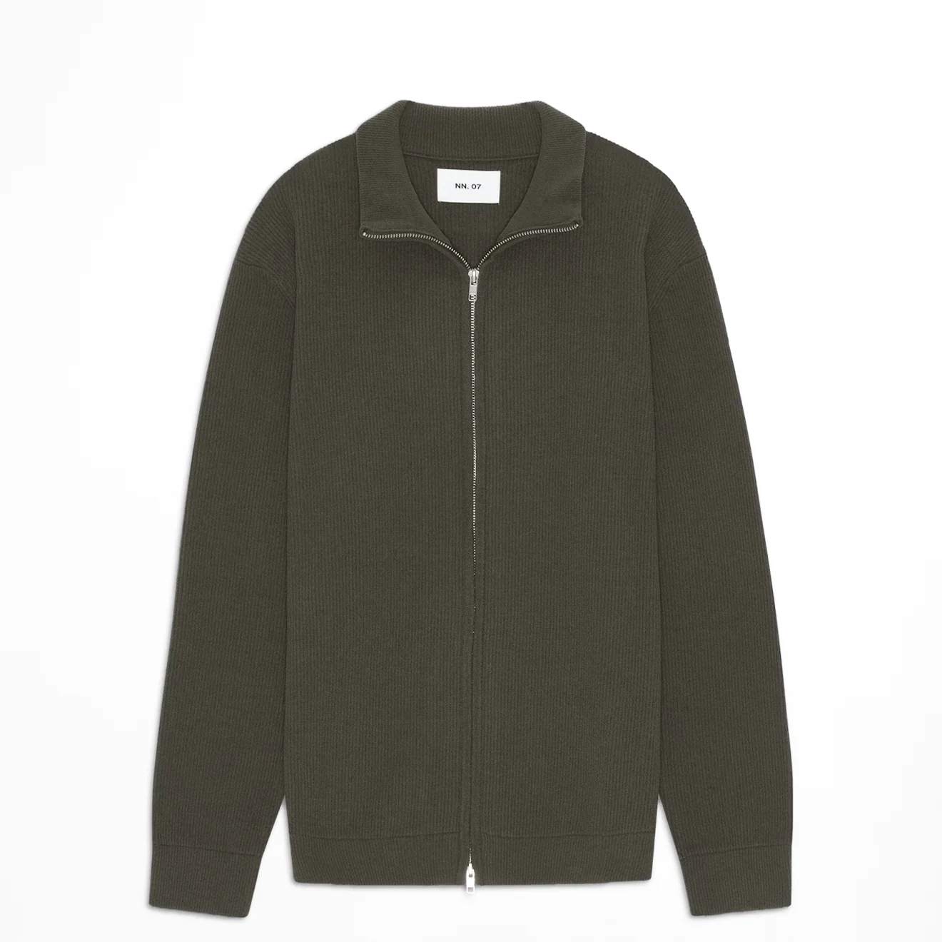 NN07 Danny Full Zip Knit Dark Army