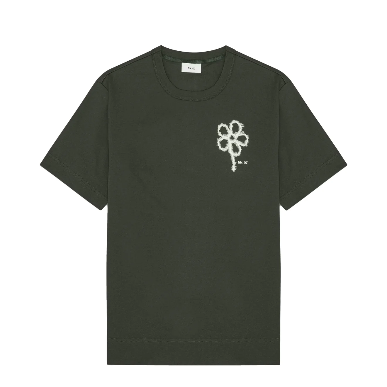 NN07 Pedro Embroidery Organic Cotton T-Shirt Dark Army