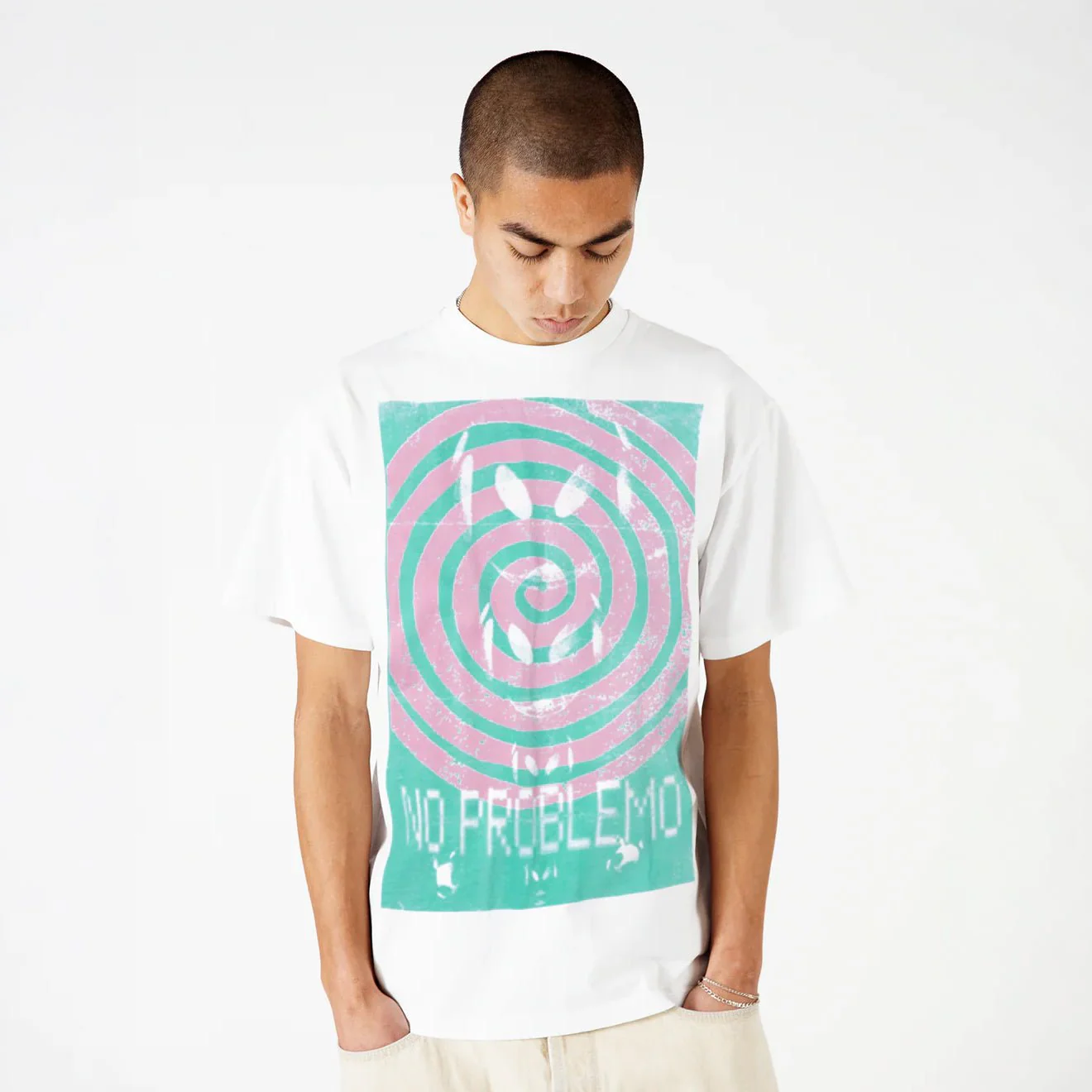 No Problemo Spiral SS Tee White - Image 3