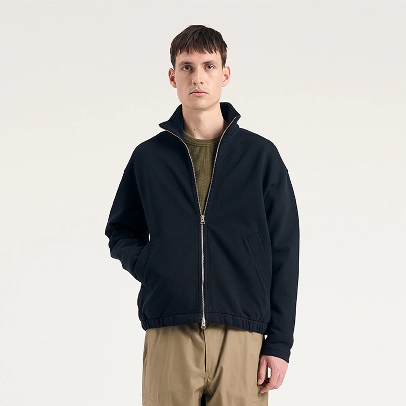 Norse Projects Bjorn Relaxed Organic Loopback Track Jacket Dark Navy - Image 5