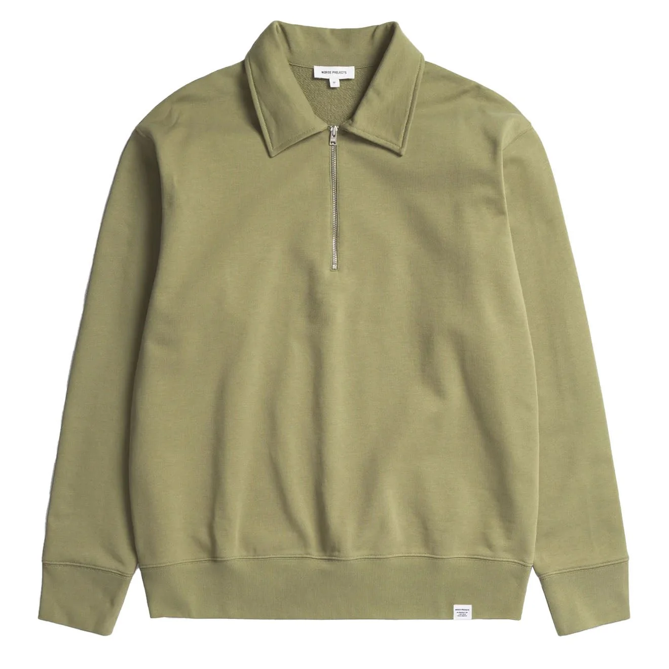 Norse Projects Ketel Relaxed Organic Half Zip Moss Green