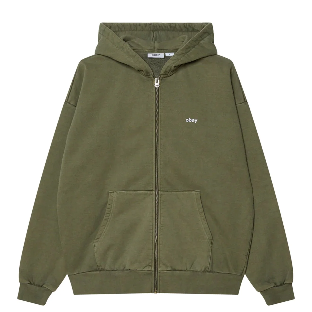 Obey Lowercase Pigment Zip Hood Pigment Deep Lichen Green