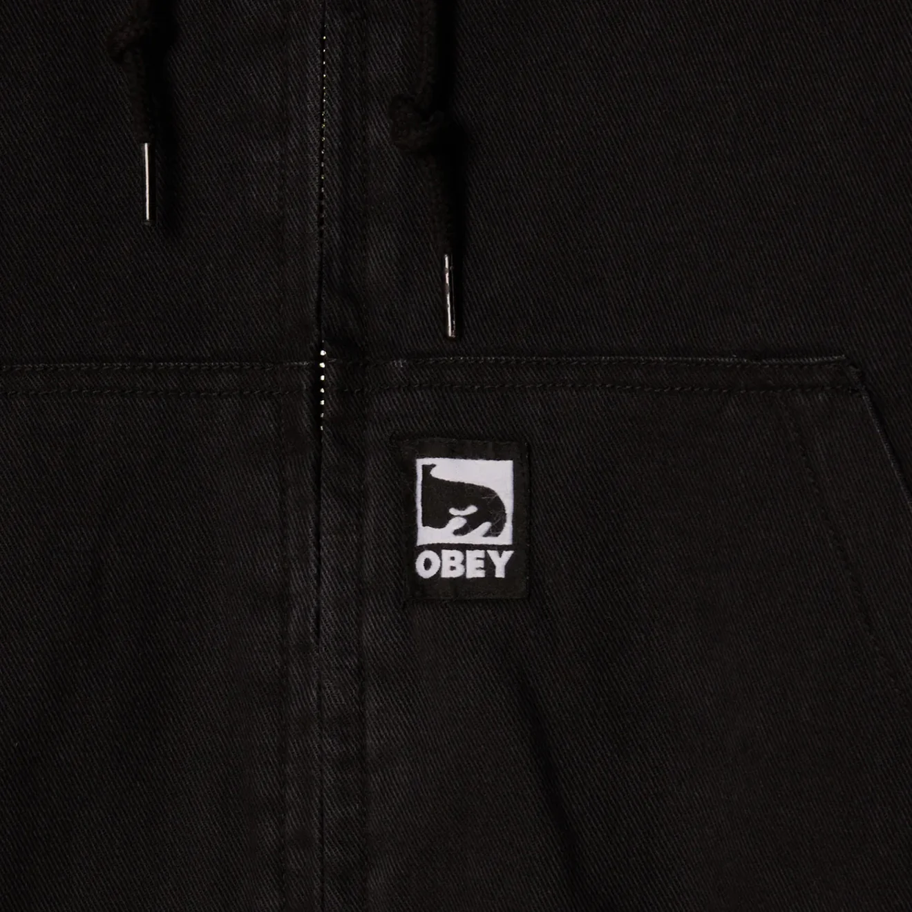 Obey Randy Zip Up Hood Black Faded Wash - Image 3