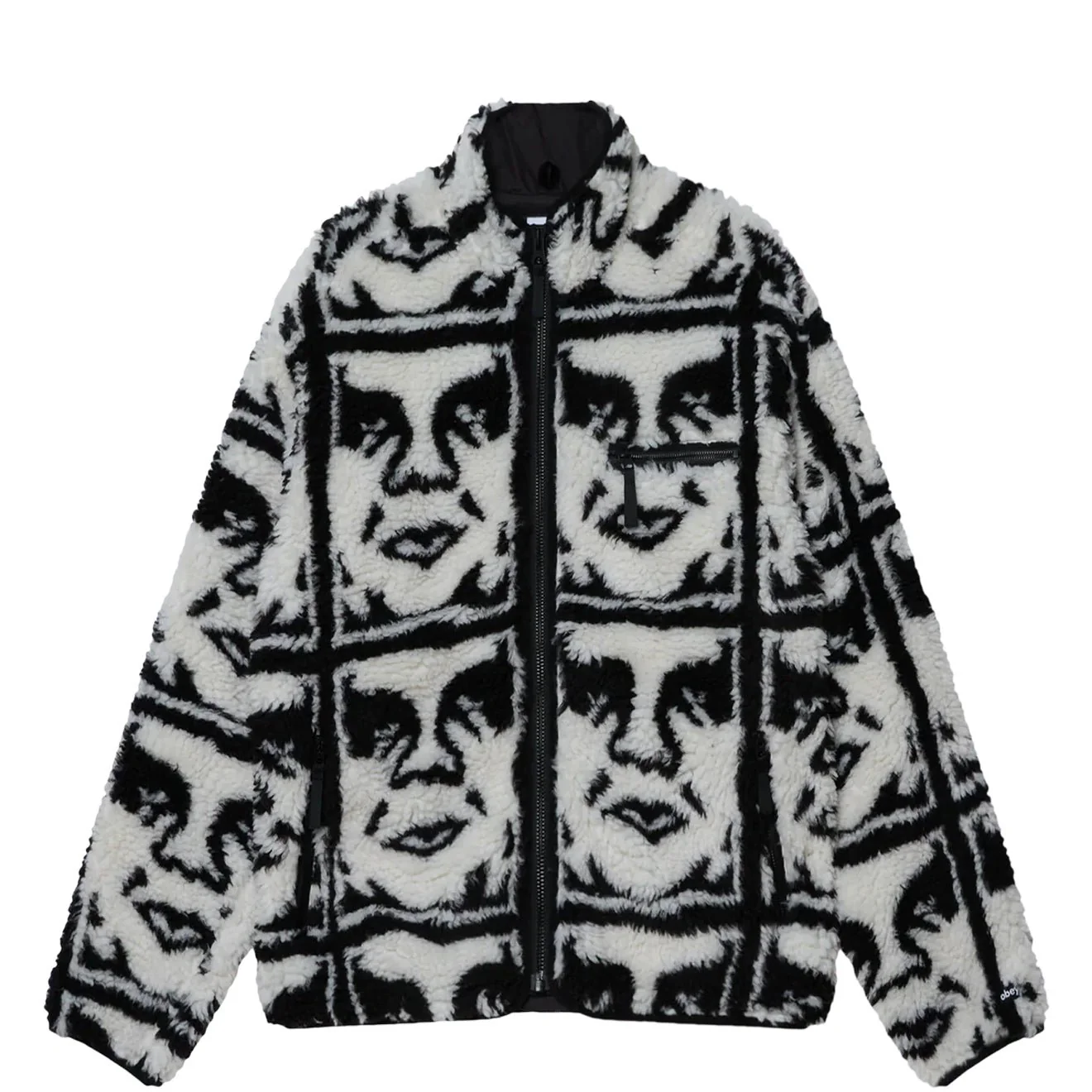 Obey Repeated Icon Sherpa Jacket Black Multi