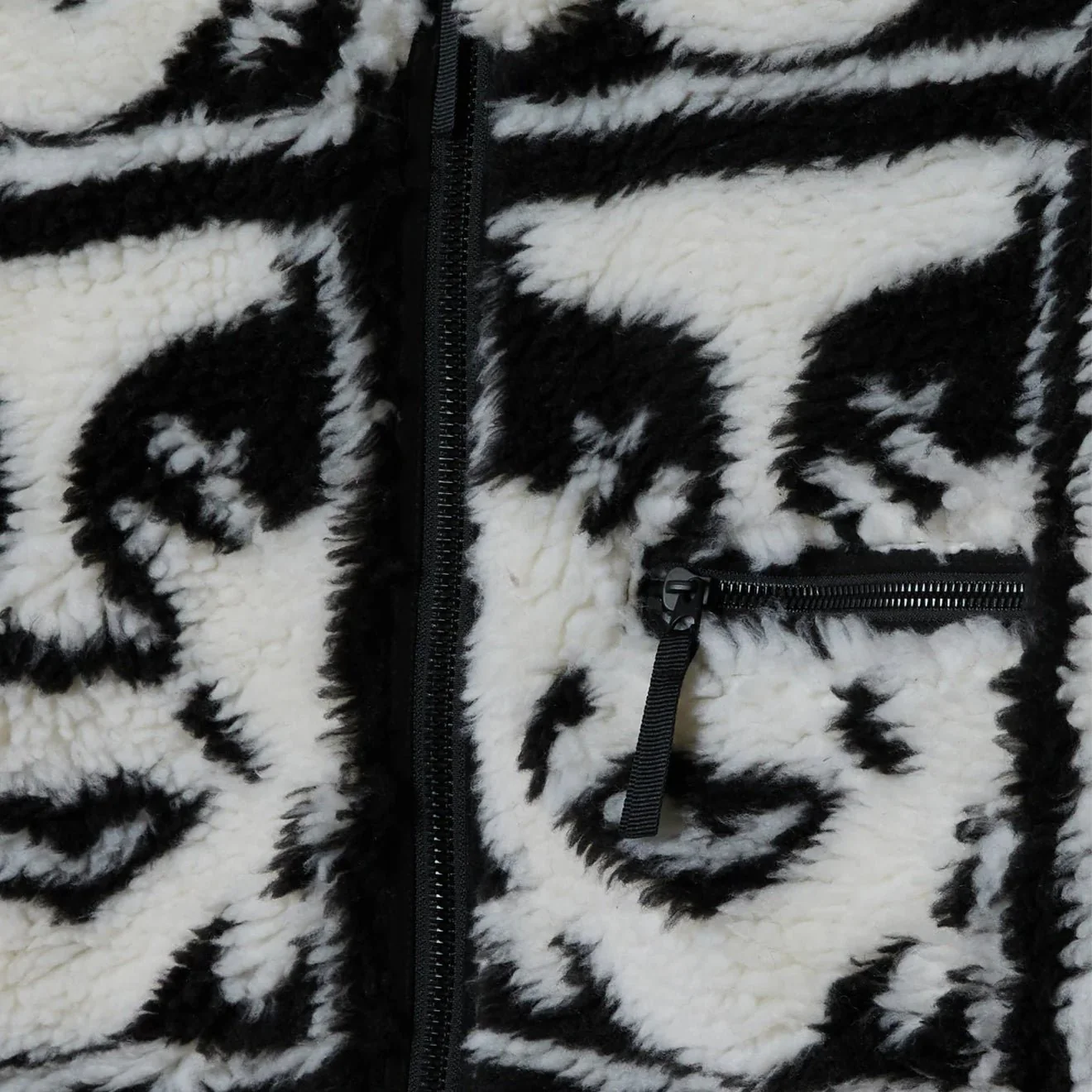 Obey Repeated Icon Sherpa Jacket Black Multi - Image 3
