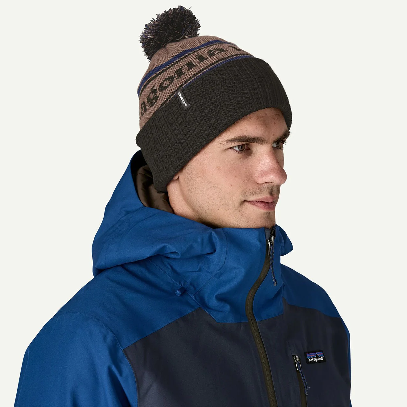 Patagonia Powder Town Beanie Park Stripe Marlow Brown - Image 2