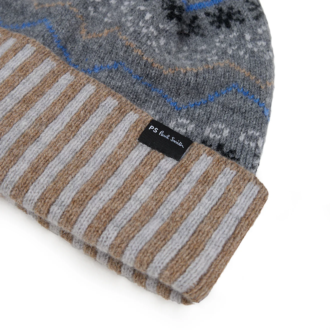 Paul Smith Doodle Fairisle Knitted Beanie Hat Navy - Image 3