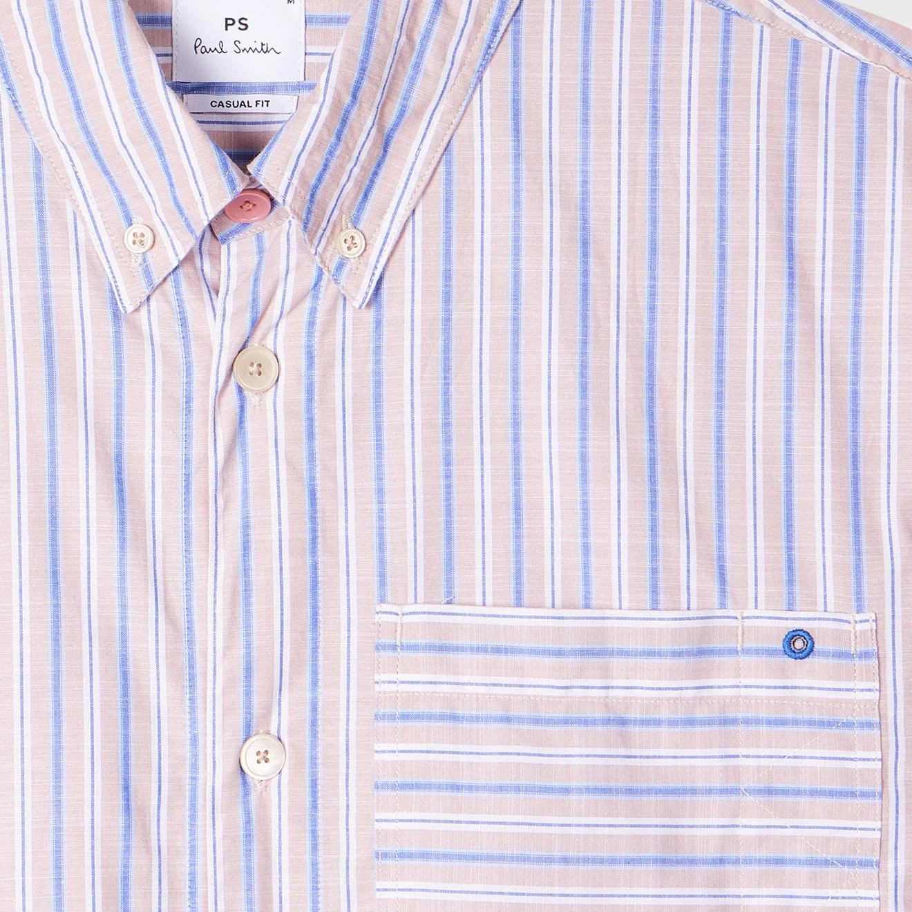 Paul Smith Mens SS Casual Fit Shirt Tan / Blue - Image 2