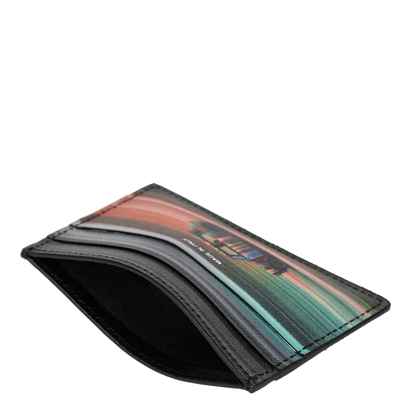 Paul Smith 'Mini Blur' Print Leather Card Holder Black - Image 3