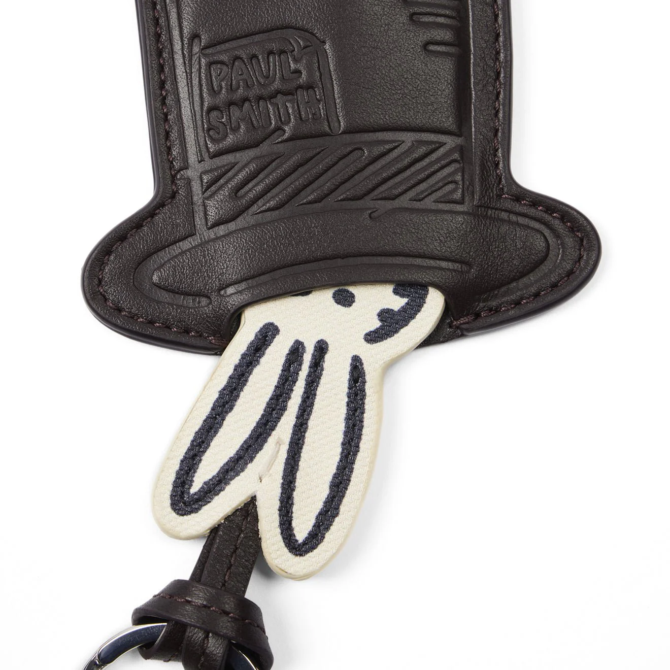 Paul Smith Rabbit in a Hat Leather Keyring Brown - Image 3