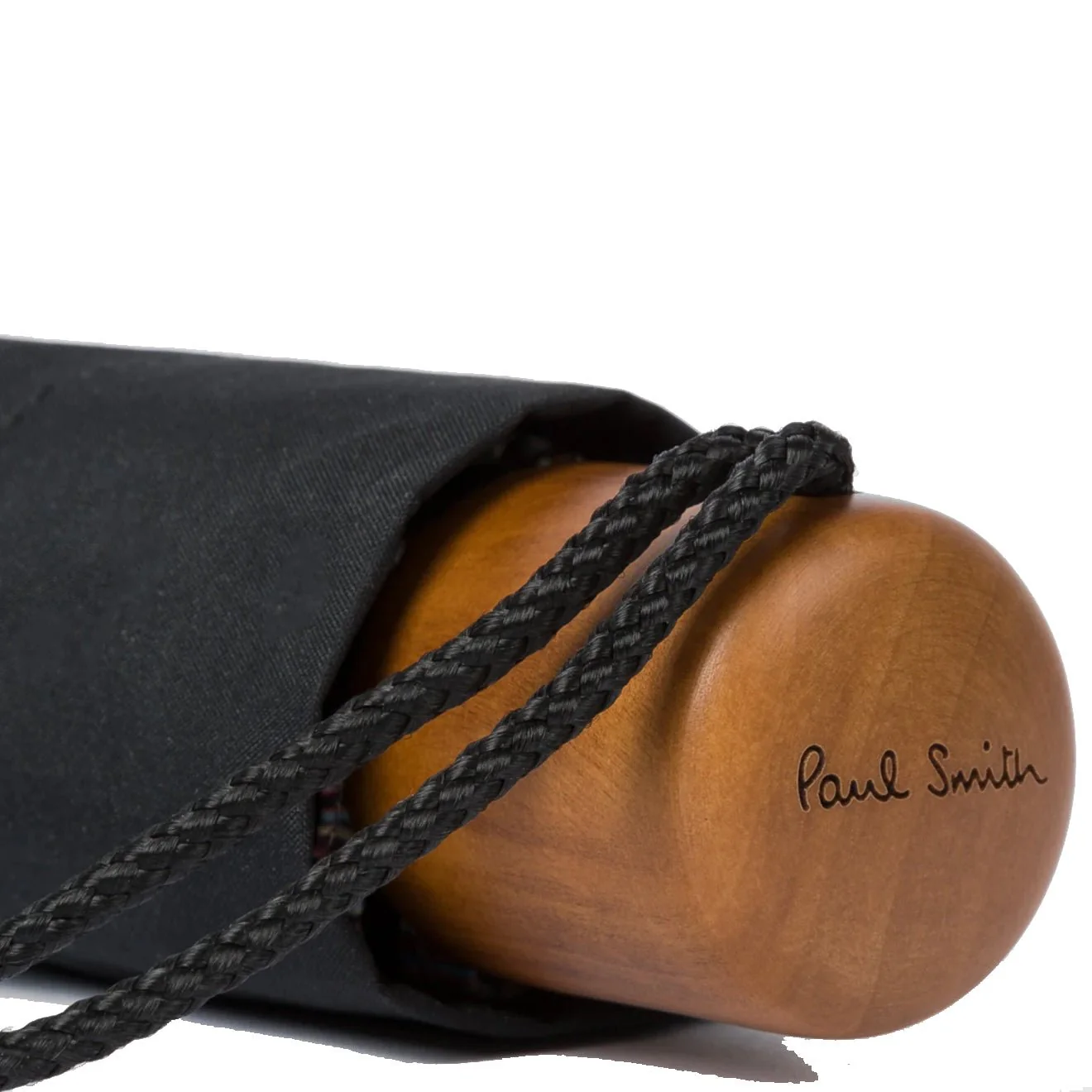 Paul Smith Telescopic Umbrella With Signature Stripe Trims Black - Image 3
