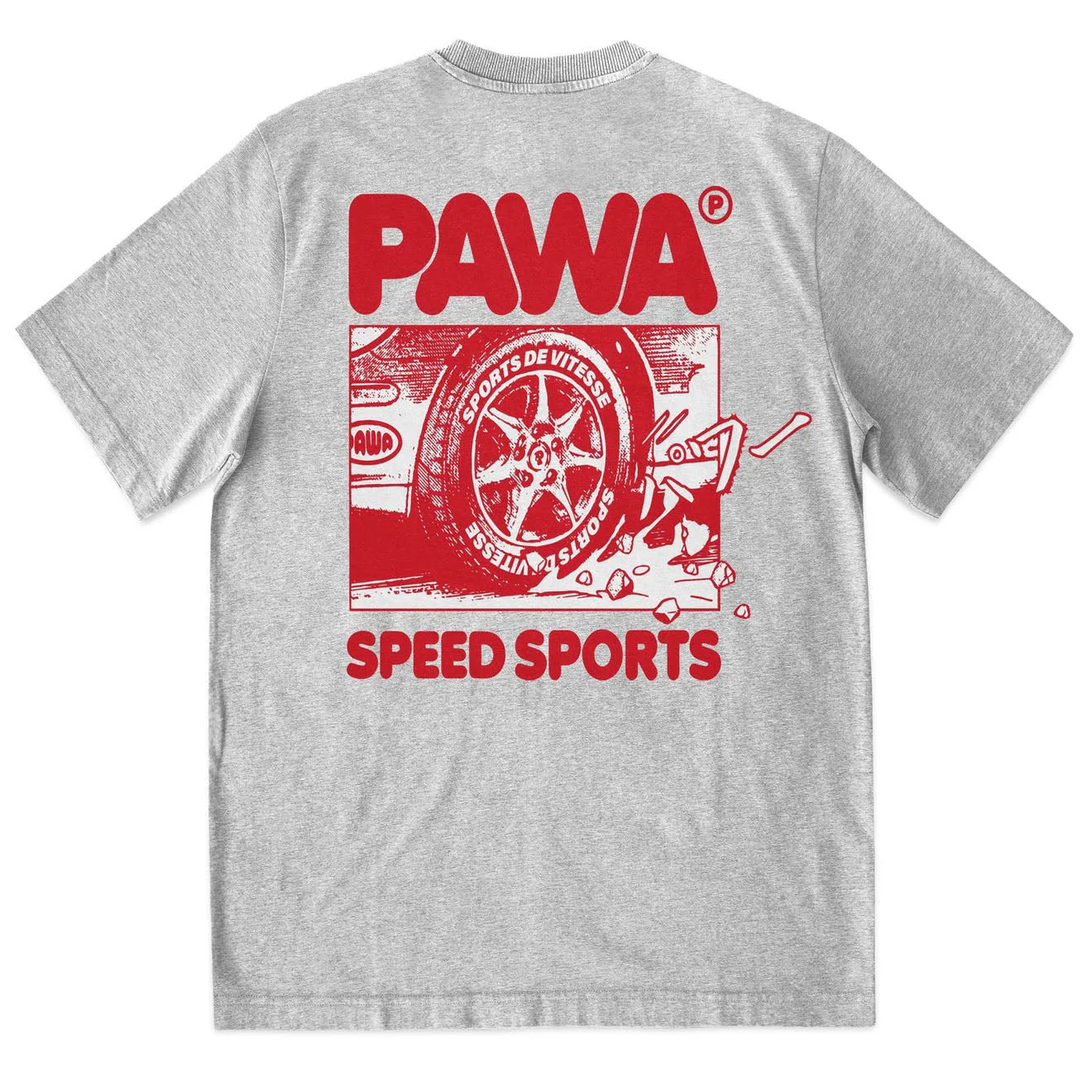 Pawa Sports Burnout T-Shirt Grey Marl - Image 2