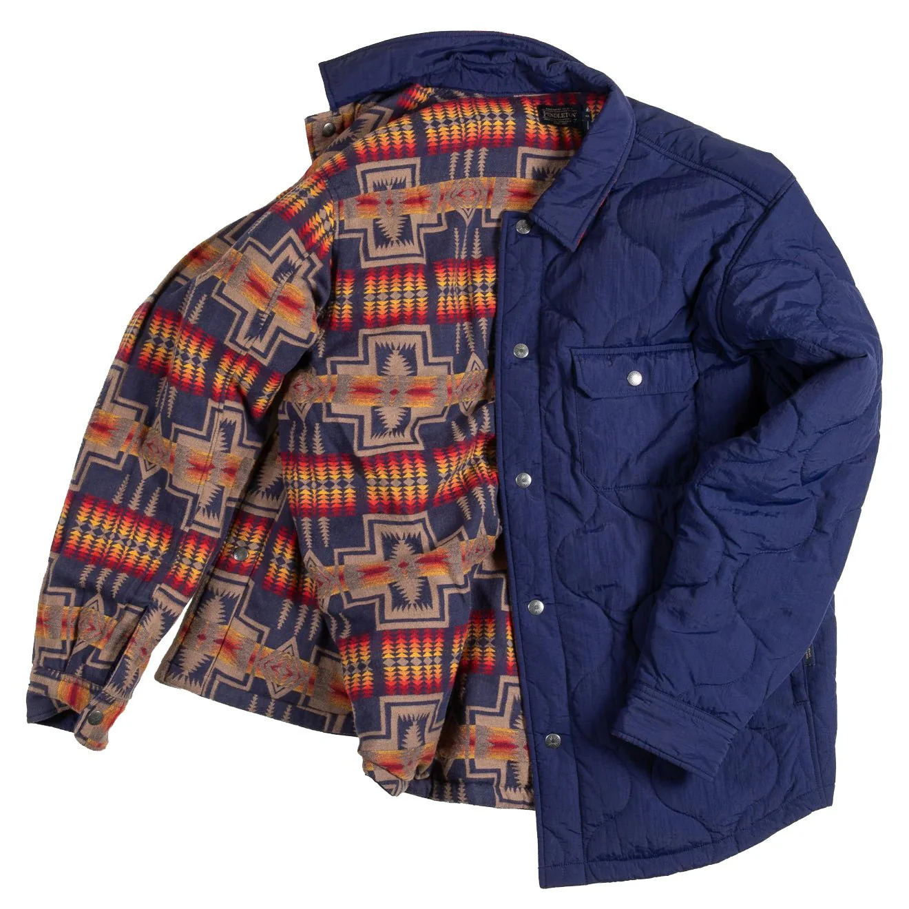 Pendleton Reversible Quilted Overshirt Harding Navy - Image 4