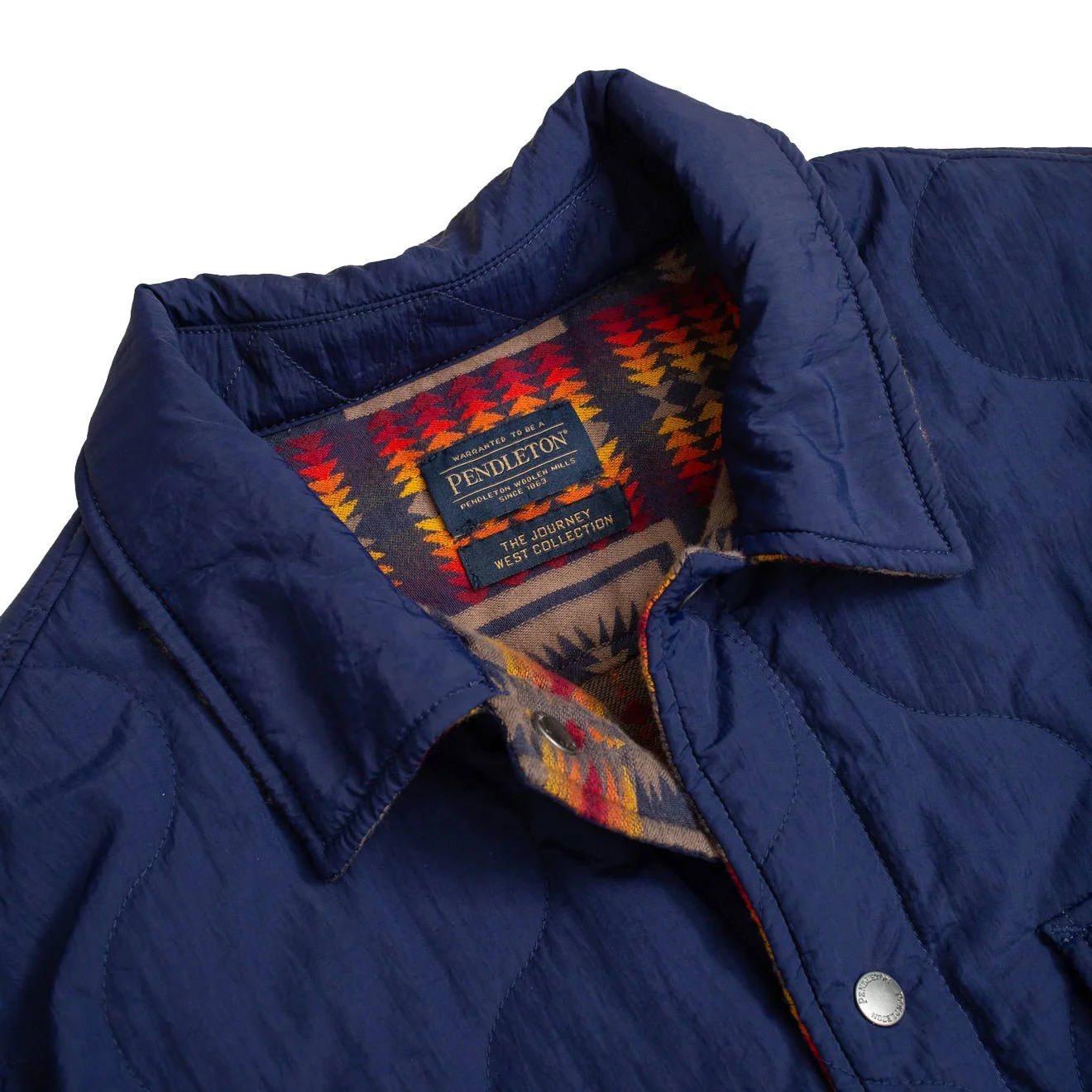 Pendleton Reversible Quilted Overshirt Harding Navy - Image 5