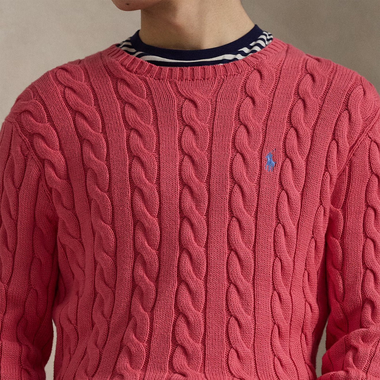 Polo Ralph Lauren Cable-Knit Cotton Jumper Pale Red - Image 5