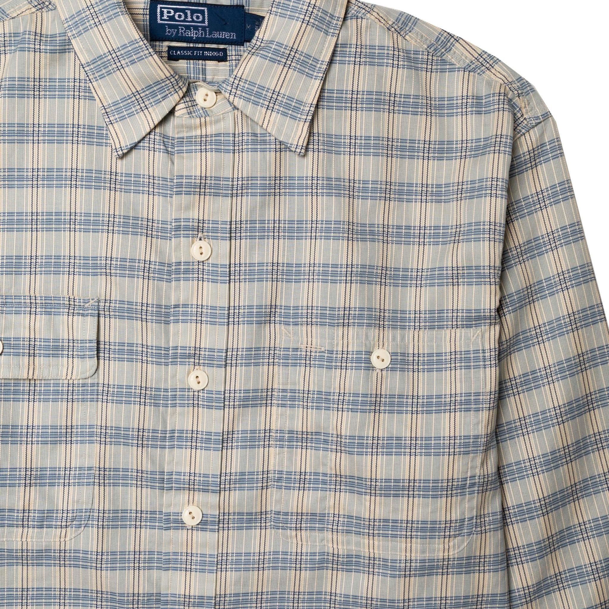 Polo Ralph Lauren Classic Fit Plaid Workshirt Indigo Cream - Image 4