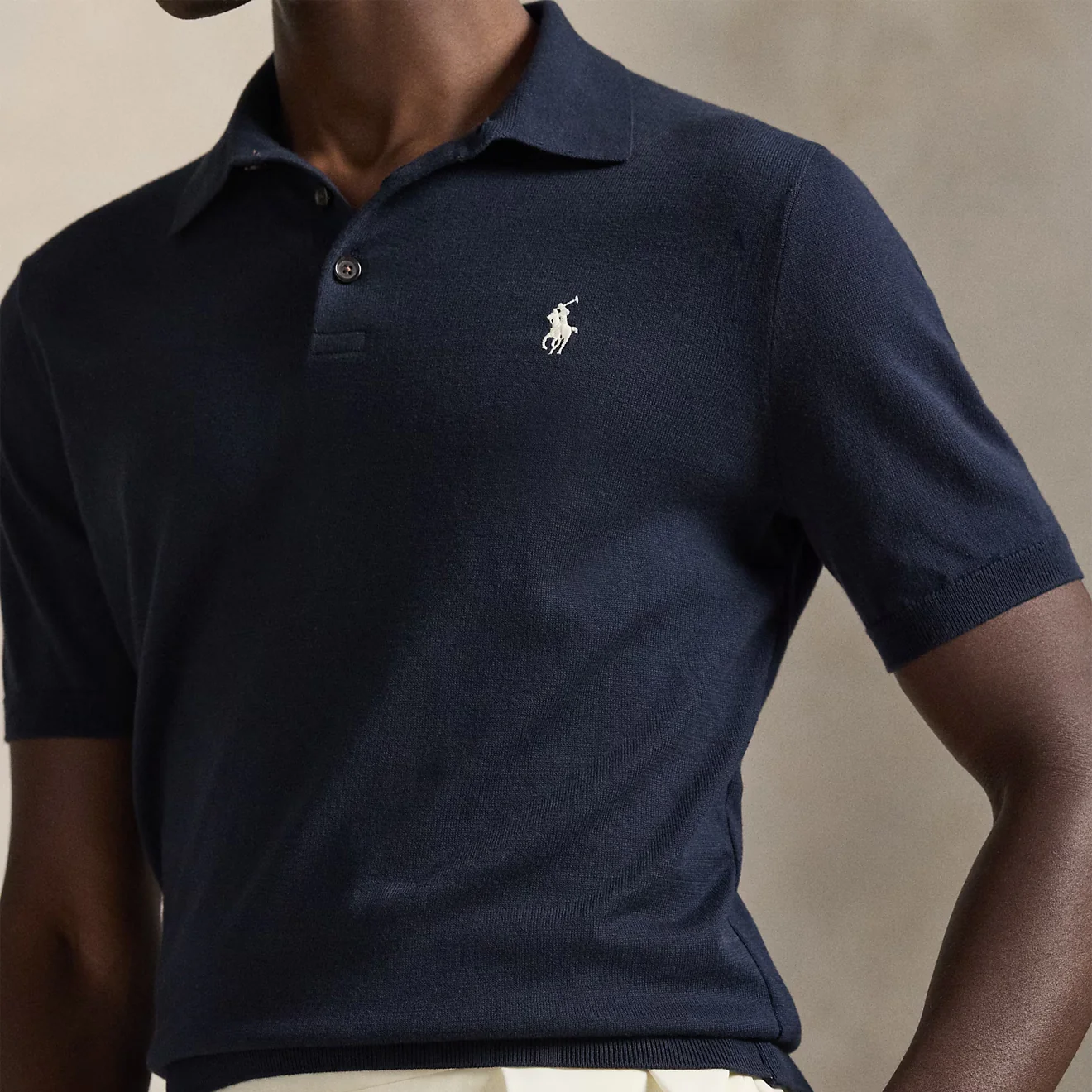Polo Ralph Lauren Cotton Polo-Collar Jumper Hunter Navy - Image 4